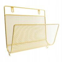 Żelazne książki gazetowe Papiery Karty pocztowe Rack Holder Organiser Golden