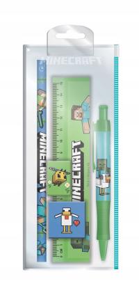 PRZYBORY SZKOLNE DO SZKOŁY W SASZETCE MINECRAFT DŁUGOPIS OŁÓWEK LINIJKA