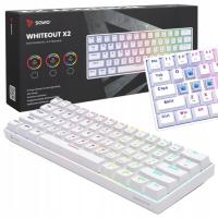 BIAŁA KLAWIATURA GAMINGOWA MECHANICZNA 60% podświetlana BLUE OUTEMU HOTSWAP