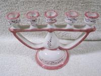 PIĘKNY ŚWIECZNIK CERAMICZNY RĘCZNIE MALOWANY