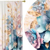 GOTOWE ZASŁONY NA ŻABKI TAŚMIE 140X250 ZASŁONA KWIATY 143 SKRÓCENIE GRATIS