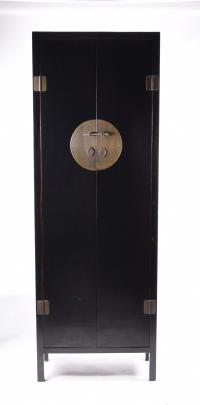 Sztuka Chin smukła szafka czarna z parą drzwiczek XXw 200x70x40cm