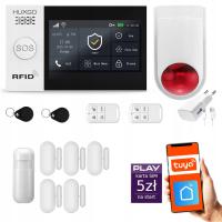 Alarm bezprzewodowy GSM + WiFi z aplikacją TUYA , zestaw , HUXGO HXA007