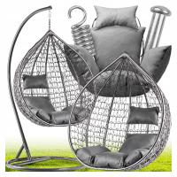 ПОДВЕСНОЕ КРЕСЛО КОКОН САДОВАЯ КОРЗИНА-КАЧАЛКА КАЧЕЛИ СО СТОЙКОЙ XXL СЕРЫЙ