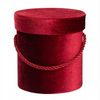 Flowerbox welurowy pudełko na kwiaty bordowe okrągła z wieczkiem 12,7x12,2