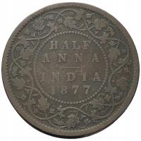 76894. Indie Brytyjskie, 1/2 anny, 1877r.