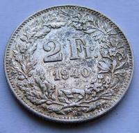 SZWAJCARIA - 2 franki 1940 r. - B - srebro Ag