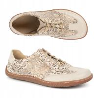 Buty barefoot skórzane damskie Thalia minimalistyczne print beżowe