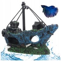 STATEK WRAK OKRĘT OZDOBA AKWARYSTYCZNA KRYJÓWKA DEKORACJA DO AKWARIUM
