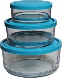 3 szklane pojemniki z pokrywkami – salaterki do żywności 420–1500 ml