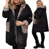 KOŻUCH Damski w panterkę długi