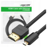 Kabel Ugreen HD127 micro HDMI - HDMI 2.0 4K 60Hz 1 m - czarny