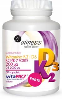 Aliness Witamina K2 MK-7 200µg Natto D3 MOCNE KOŚCI ODPORNOŚĆ 60k