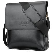 TORBA MĘSKA SKÓRZANA LISTONOSZKA NA RAMIĘ Z KIESZENIĄ Z KLAPĄ CZARNA