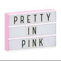 LIGHT-BOX TABLICA Z NAPISAMI LED PODŚWIETLANA Różowa kolorowe napisy