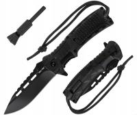 Тактический складной нож Mil-Tec Clip Point Paracord Black с трутом