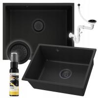 ГРАНИТНАЯ РАКОВИНА ПОД СТОЛЕШНИЦЕЙ ЧЕРНЫЙ СИФОН CLICK CLACK ЧЕРНЫЙ MANADO 60