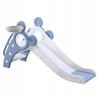 Yoleo Dziecięca zabawna zjeżdżalnia z obręczą do koszykówki, niebieska