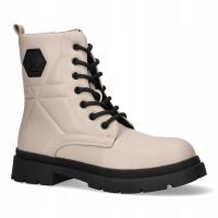TRZEWIKI DZIEWCZĘCE SZNUROWANE MISS E BOTKI NA GRUBEJ PODESZWIE BEIGE