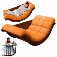 FOTEL BUJANY WYPOCZYNKOWY LEŻANKA 2W1 POMARAŃCZ DĄB STOLIK ŁAWA DO SALONU