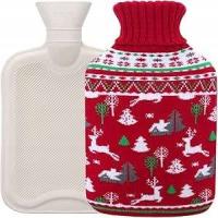 Termofor Z Puszystym Świątecznym Miękkim Pokrowcem Duża Pojemność 2l