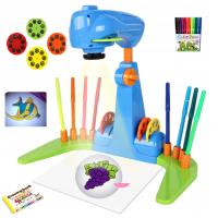 DUŻY Projektor Rzutnik DO NAUKI Rysowania 32 Slajdy FLAMASTRY