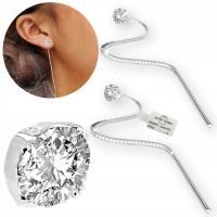 KOLCZYKI SREBRNE 925 WISZĄCE DAMSKIE CYRKONIE NA SZTYFCIE DŁUGIE NA PREZENT