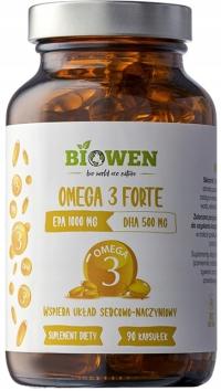 Biowen Omega 3 Forte DHA 500 mg i EPA 1000 mg 90 kapsułek z witamina E