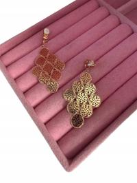 Klipsy do uszu długie pozłacane ażurki c81