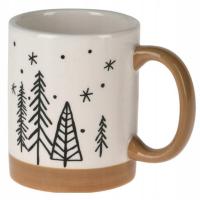 KUBEK CERAMICZNY BIAŁY NA PREZENT MOTYW ŚWIĄTECZNY CHOINKI 250 ML
