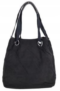 Torebka damska klasyczna na ramię ZAMSZOWA A4 długi pasek miękka czarna