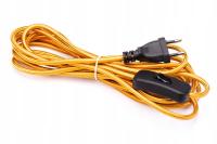 Przewód w oplocie kabel z wtyczką 2m złoty