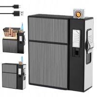 PUDEŁKO NA PAPIEROSY ZAPALNICZKĄ 2W1 ETUI NA PAPIEROSY NA 20 PAPIEROSÓW USB