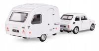 Zestaw Fiat 126p biały+Niewiadów Kemping, Daffi 1:43