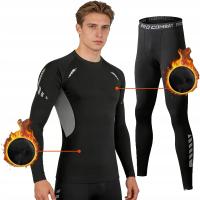 Дышащий удобные термобелье мужской костюм зима черный