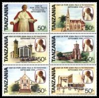 Tanzania 1990 Mi 698-03 ** Jan Paweł II Papież