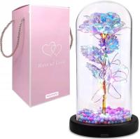 ВЕЧНАЯ РОЗА В СТЕКЛЕ СВЕТЯЩАЯСЯ СВЕТОДИОДНАЯ ИДЕЯ ПОДАРКА-ЦВЕТА