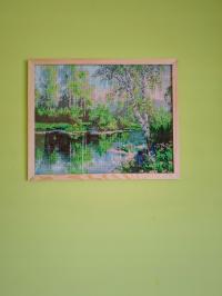 Gotowy obraz haft diamentowy 45x55 nad jeziorem pejzaż + ramka