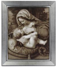 Obraz Matka Boża Karmiąca 25x30 Srebrna Rama