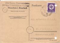 TRZECIA RZESZA -postkarte -obieg 1945 rok styczeń Monachium -Norymberga