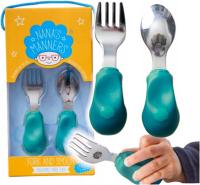 SZTUĆCE DLA DZIECI 1-3 LAT NANA'S MANNERS Widelec i Łyżeczka ETAP 2 Morski