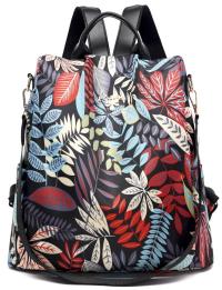 Женский рюкзак сумка листья цветы красочный противоугонный 2в1