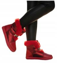 Botki dziecięce Grubo ocieplone zimowe buty dziewczęce na rzepy 15037