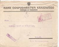 TARNÓW -BANK GOSPODARSTWA KRAJOWEGO -koperta firmowa -znaczki erka 1926 rok