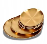 Taca Tacka do Serwowania Kuchenna Dekoracyjna Metalowa Talerz Złoty 20 cm