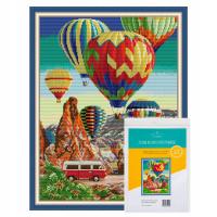 Zestaw do haftu krzyżykowego kanwa z nadrukiem igły muliny tamborek wzór