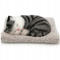 ŚPIĄCY KOT SŁODKI KOTEK NA PODUSZCE jak żywy MIAŁCZĄCY MIAŁCZY zabawka kot