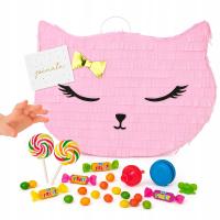 Piniata kot urodzinowa kotek z kotem w kształcie kota na kocie urodziny