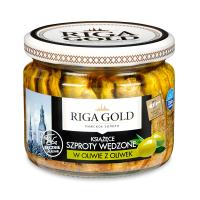 Княжеские шпроты копченые в оливковом масле Riga Gold 270 г