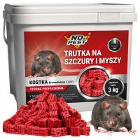 MOCNA TRUTKA NA SZCZURY MYSZY CZERWONA KOSTKA BROMADIOLONE NO PEST 3KG